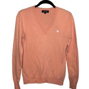 Macade Golf Sweater Womens XS Pink V-Neck Knit Pullover Long Sleeve Logo